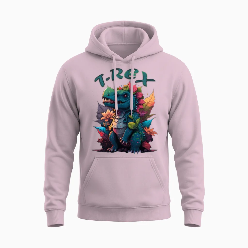 T-Rex Unisex Hoodie in Light Pink