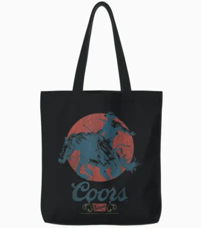 Coors Longhorn Banquet Vintage Rodeo Label Tote Bags - Black