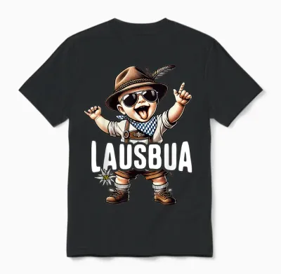 Lausbua T-Shirt Children's Costume Shirt Men's Boys Costume T-Shirt, Black, S Unisex T-Shirt - Black
