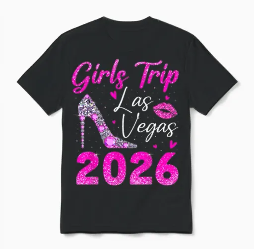 Girls Trip Las Vegas 2026 Women Girls Weekend Trip to Vegas Unisex T-Shirt in Black
