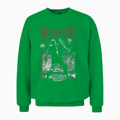 Stranger Things Eddie Hellfire Officially Licensed Unisex Sweatshirt - Irish Green