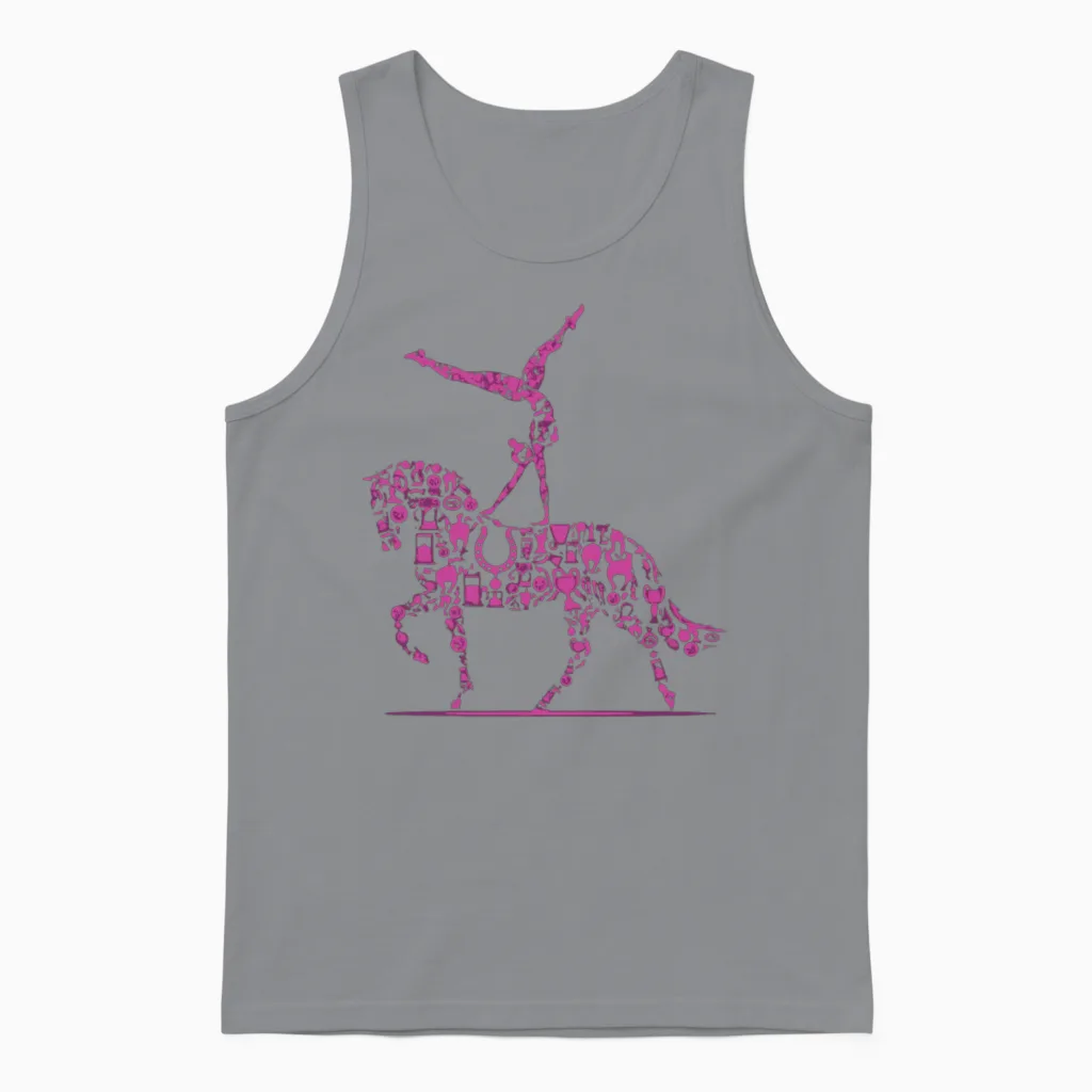 Pink Horse Vaulting - Lovers Unisex Tank Top in Sport Grey