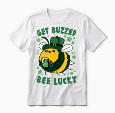 Get Buzzed Bee Lucky Unisex T-Shirt - White