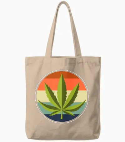 Retro Weed Tote Bags - Natural