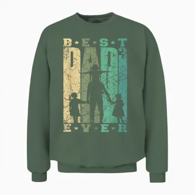 Papa Von Drei Mädchen Vatertag Retro Vater Mit 3 Töchtern Unisex Sweatshirt - Military Green