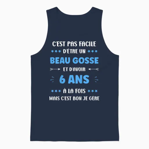 Children's Humour Boy Child 6 Years Handsome Kid Birthday 6 Years T-Shirt, Black, 2 Unisex Tank Top - Navy