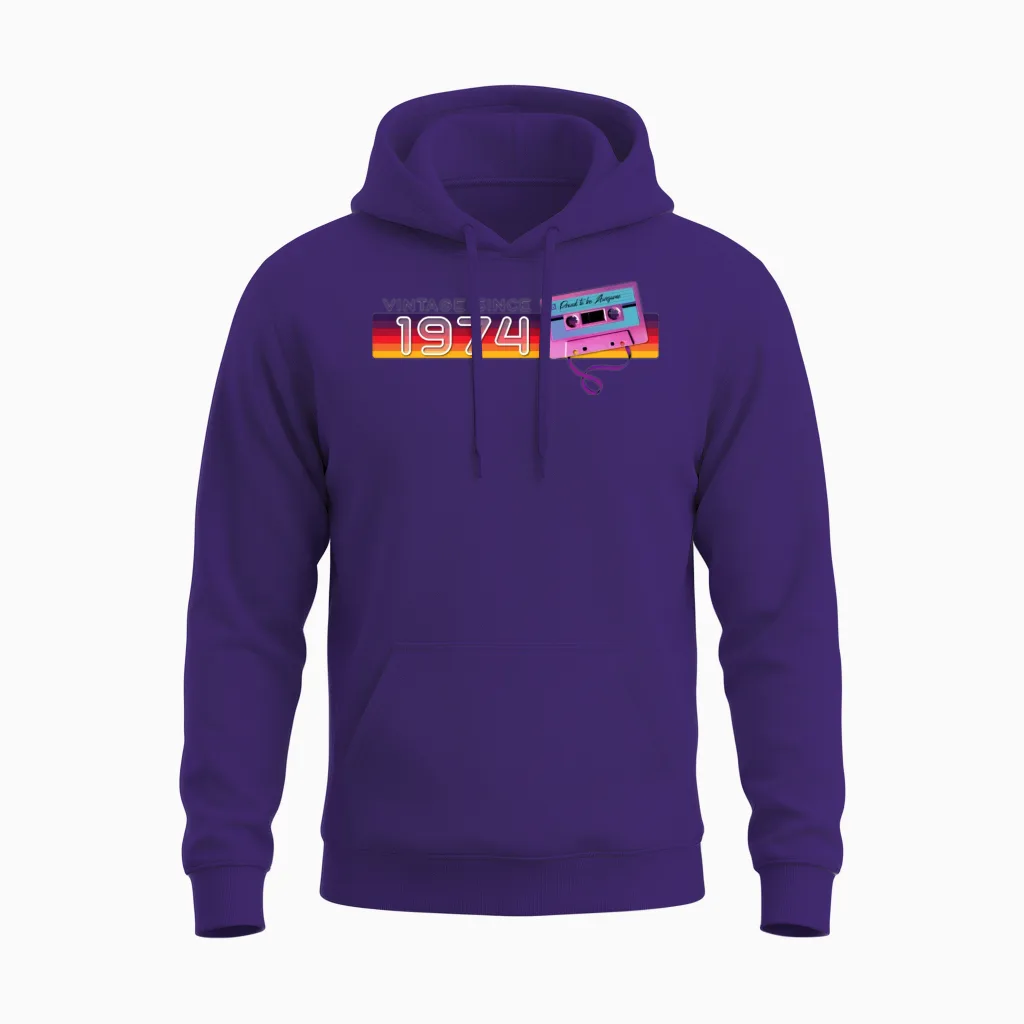 Classic & Nostalgic Music Birthday - Vintage Unisex Hoodie in Purple