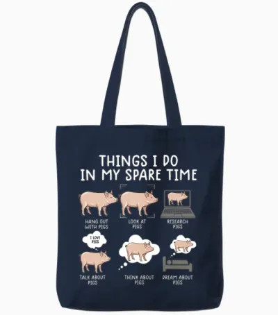 Funny Pig Pig Pig Farm Tote Bags - Navy