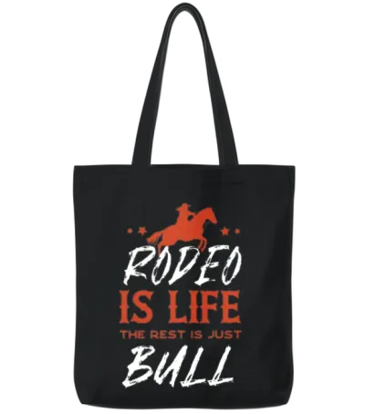 Rodeo, Western Horse Back Riding, Horse Lover Tote Bags - Black