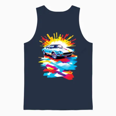 Retro Car Asthetic Design Unisex Tank Top - Navy