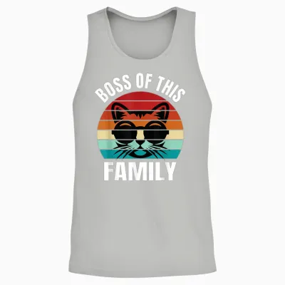 Boss of This Family Retro-Katze Unisex Tank Top - Ash