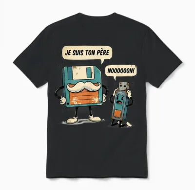 Homme Je Suis Ton Père Disquette Clé Usb Nostalgie Informaticien Unisex T-Shirt - Black