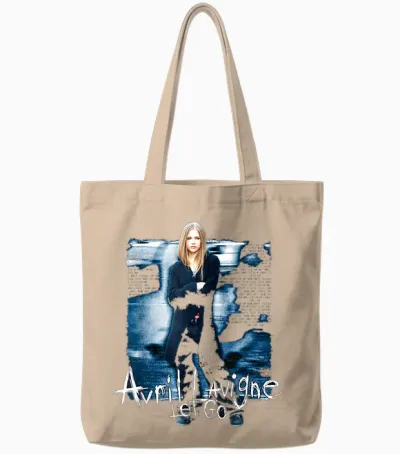 Official Avril Lavigne Let Go T-Shirt, Black Tote Bags - Natural