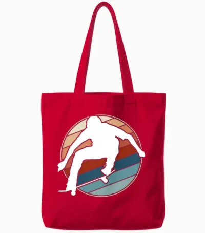 Retro Skateboarder Tote Bags - Red