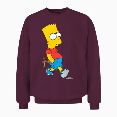 The Simpsons Bart Simpson with Slingshot Unisex Sweatshirt - Maroon