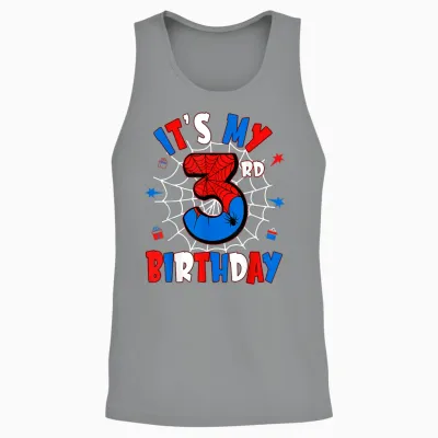 Kids It's My 3rd Birthday Spider Theme Party 3 Years Old Unisex Tank Top - Sport Grey