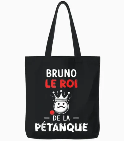Personalised Gift Man Name Bruno Petanque Humour T-Shirt, Black, S Tote Bags - Black