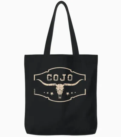 Distressed Cojo Cowhide Name Proud Vintage Retro Bull-Skull Tote Bags - Black