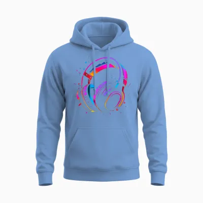 80s Style Dj Headphones Disc Jockey Nightclub T-Shirt, Black, S Unisex Hoodie - Carolina Blue