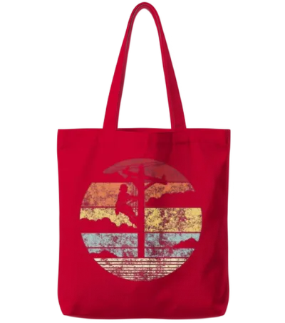 Vintage Retro Lineman Line Worker Utility Pole Tote Bags - Red