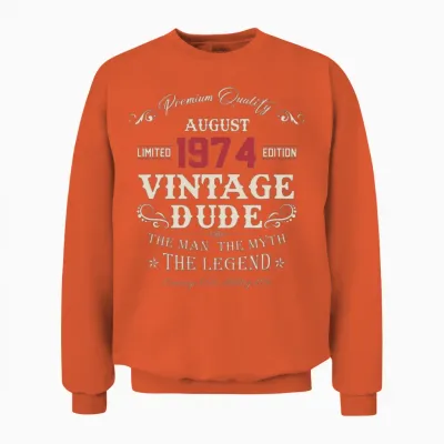 August 1974 Vintage Birthday Present Unisex Sweatshirt - Orange