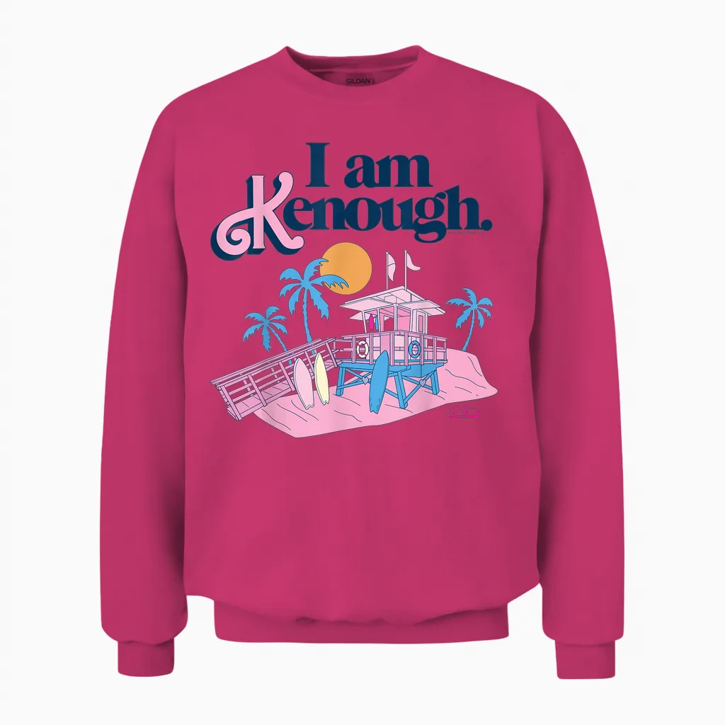 Barbie the Film I Am Kenough Lifeguard Stand T-Shirt, White Unisex Sweatshirt in Heliconia