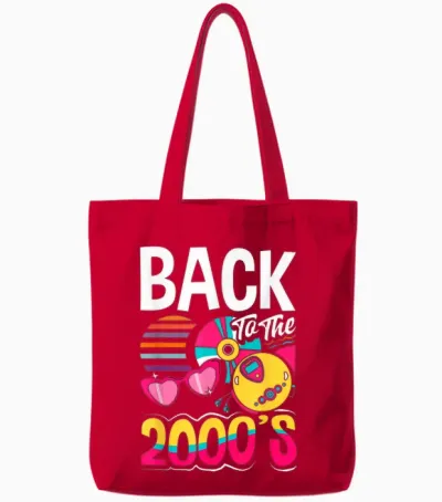 Back to the 2000s Vintage Two Thousand Retro 00s Tote Bags - Red