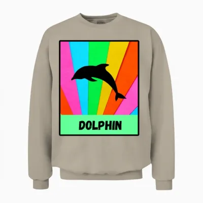 Dolphin Rainbow Retro Classic Unisex Sweatshirt - Sand