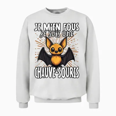 Je M'en Fous Je Suis Une Batwing - Cute Bat T-Shirt, Black, S Unisex Sweatshirt - White