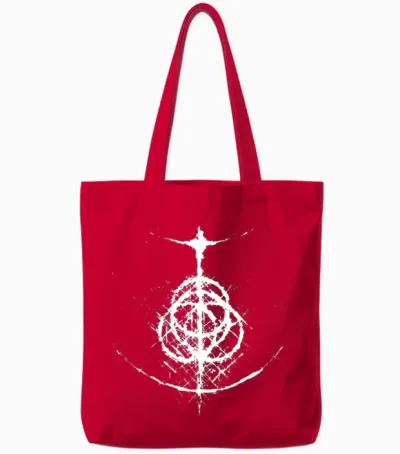 Elden Ring Logo Grunge Tote Bags - Red
