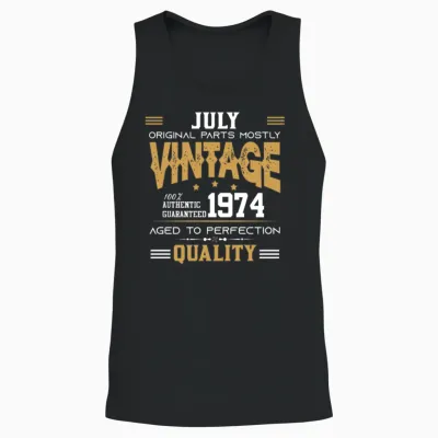 Vintage Aged to Perfection Juli 1974 Unisex Tank Top - Black