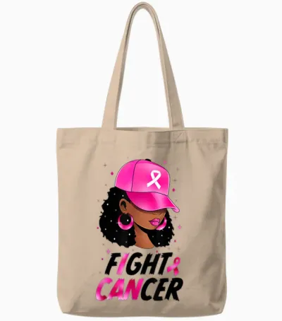 Black Girl Black Woman Breast Cancer Awareness Pink Ribbon Tote Bags - Natural