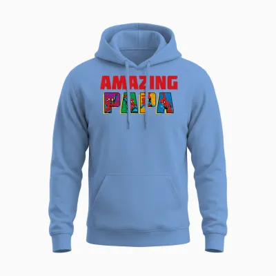 Marvel Spider-Man Amazing Papa Birthday Father's Day T-Shirt, Black Unisex Hoodie - Carolina Blue