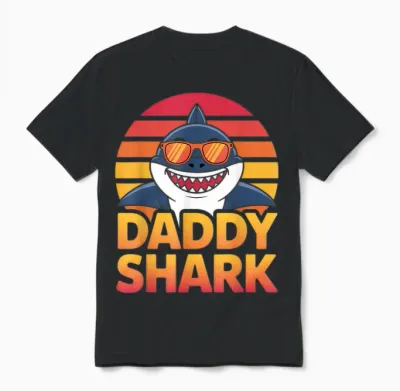 Daddy Shark Retro Sunglasses for Father's Day Unisex T-Shirt - Black