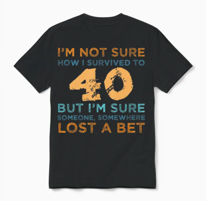 40th Birthday Survival Unisex T-Shirt in Black