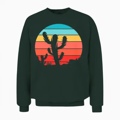 Cactus Retro Vintage Unisex Sweatshirt - Forest