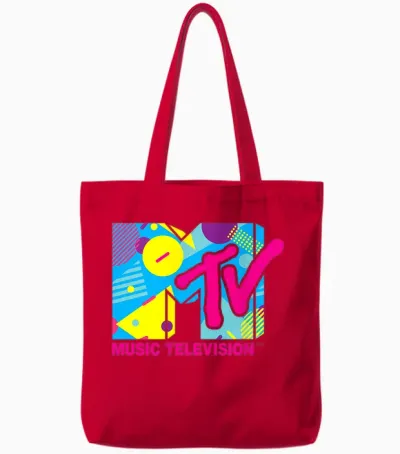 Mademark X Mtv - Mtv Logo Retro 1980s Spring Break Retro Tote Bags - Red