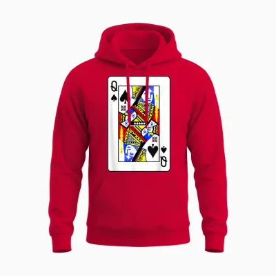 Pik-Women's Poker Card Games Playing Cards Black Jack T-Shirt, Black Unisex Hoodie - Red