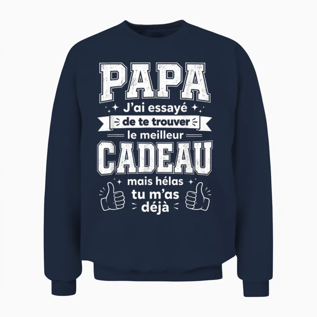 Fete Des Peres Idea Personalise for Dad Unisex Sweatshirt in Navy