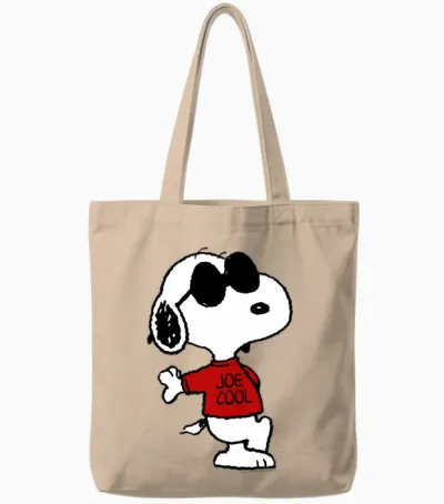 Peanuts Snoopy Joe Cool Old School Comic Geek Années 80 90 Rétro Manche Longue Tote Bags - Natural