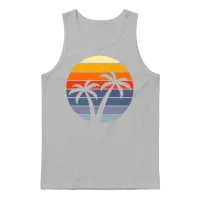 Sunset Palm Trees Retro. Summer & Beach Unisex Tank Top - Ash – 1