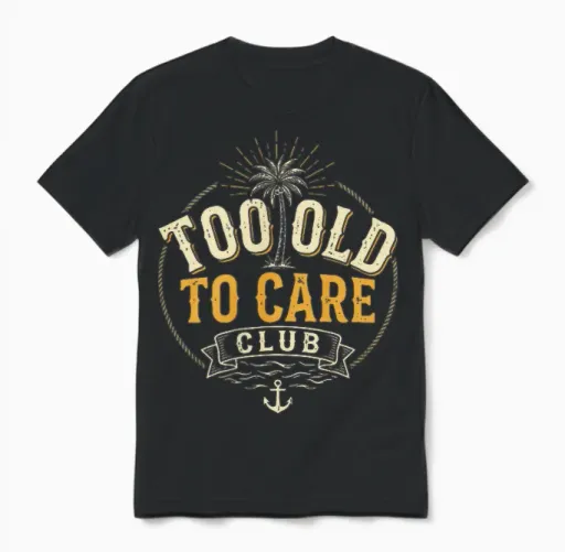 2 Sides Too Old to Care Club Don't Care My Give a Damn Is Unisex T-Shirt in Black