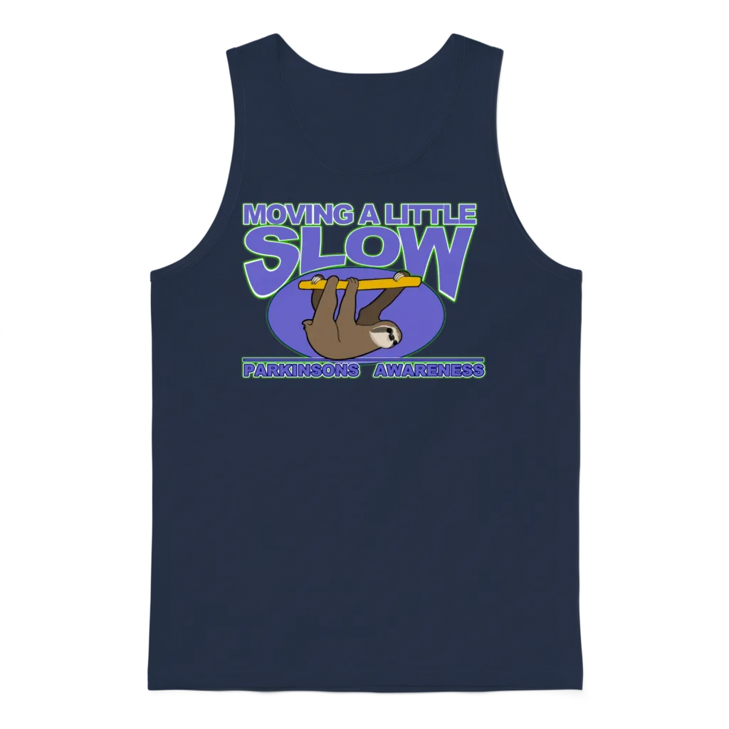 Moving a Little Slow Parkinsons Awareness Unisex Tank Top - Navy