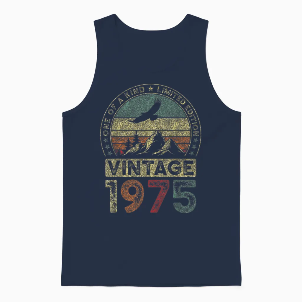 Vintage 1975, Limitierte Auflage, 51. Geburtstag, 51 Jahre Unisex Tank Top in Navy