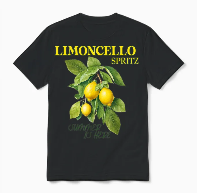 Limoncello Spritz X Lemons Liqueur Lemon Liqueur Lemon Fun T-Shirt, White Unisex T-Shirt in Black