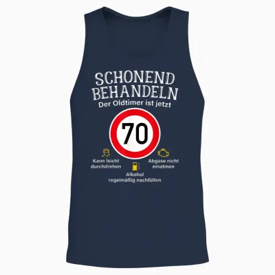 70th Birthday Gentle Treatment Oldtimer Ist 70 Tempo 70 T-Shirt, Black Unisex Tank Top - Navy