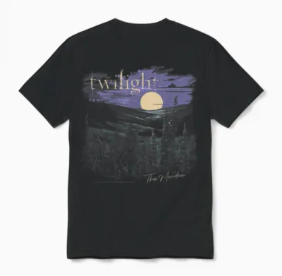 Twilight Saga the Meadow Flowers and Moon Souvenir Movie T-Shirt, Black, S Unisex T-Shirt - Black