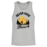 Never Hike Alone Mountain Dog Hiking Hiker Unisex Tank Top - Ash – 2