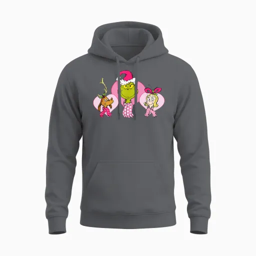 Dr. Seuss Pink Heart Trio Unisex Hoodie - Charcoal