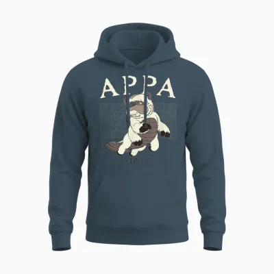 Avatar: the Last Airbender Appa Yip Yip Big Chest Logo T-Shirt, White Unisex Hoodie - Dark Heather